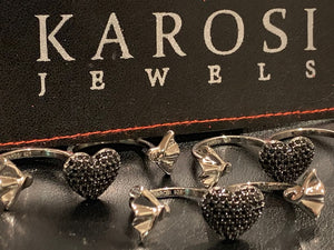 Karosi Jewels signature ring -Black cz - Adjustable