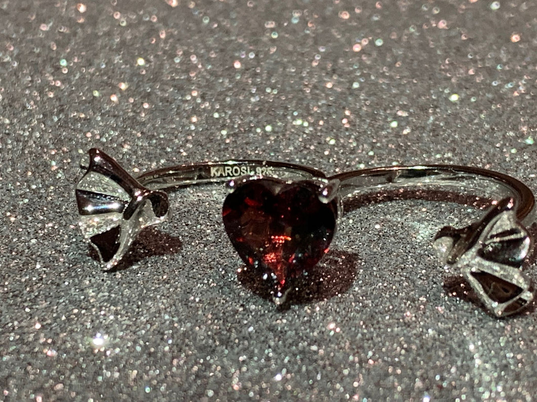 Karosi Jewels  Full Heart 8mm Garnet  Gemstone  Ring - Adjustable