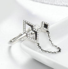 Load image into Gallery viewer, 925 Sterling Silver double finger ring white gold plating